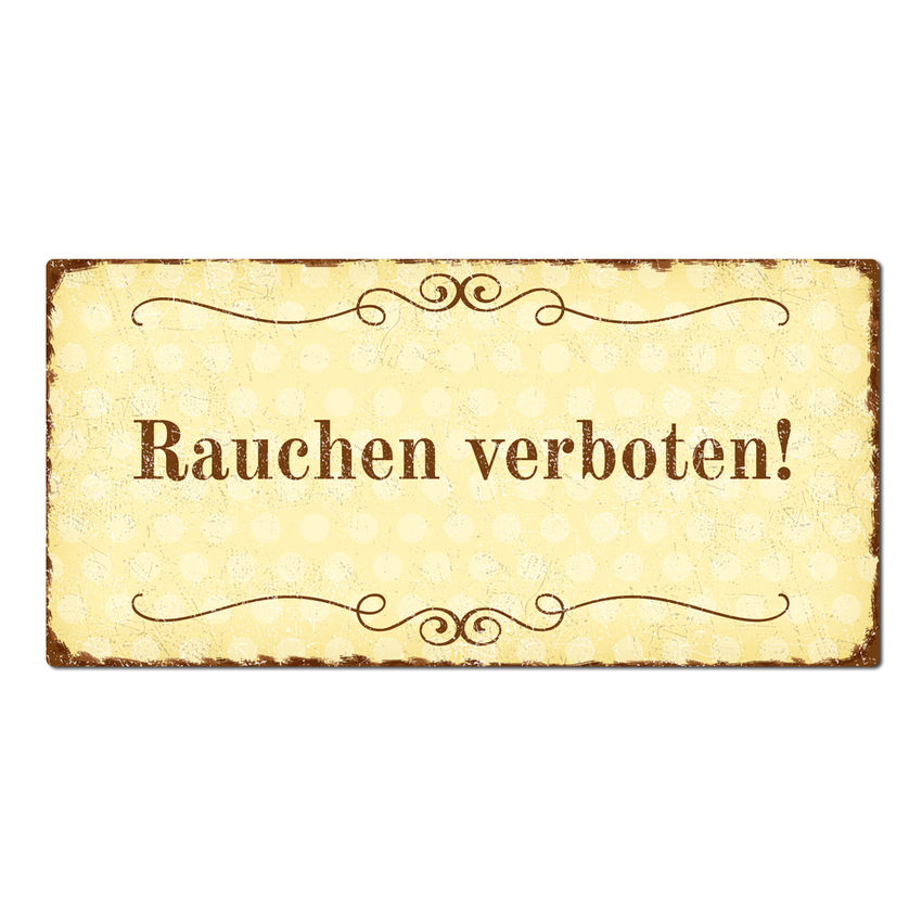 Rauchen verboten! - Vintage Schild 200 x 100 mm gelb