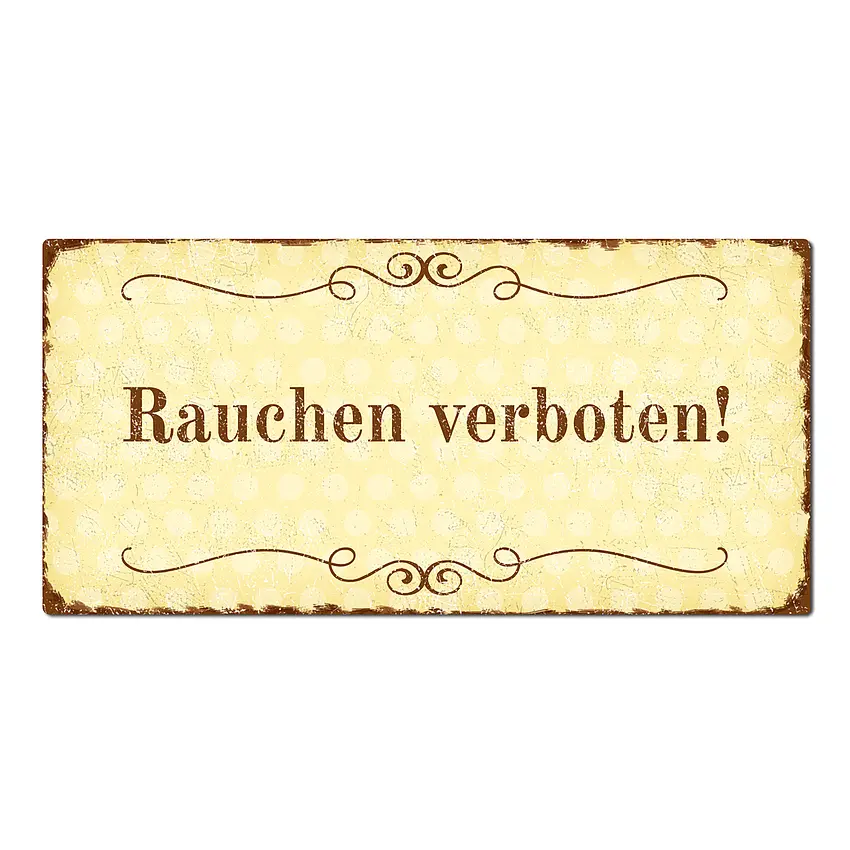 Rauchen verboten! - Vintage Schild 20 x 10 cm gelb