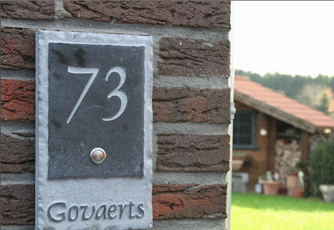 Naturstein Schild mit Text und Klingel 250 x 150 mm