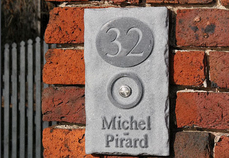 Blaustein Schild mit Klingel und Text 250 x 150 mm