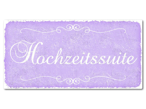 Hochzeitsdeko Vintage Schild mit Wunschtext 300 x 150 mm violett