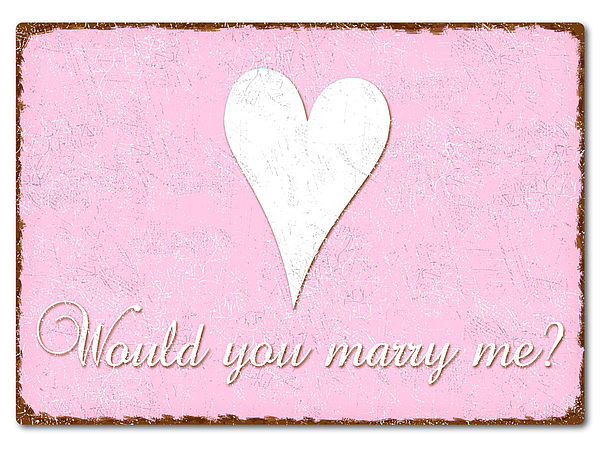 Would you marry me? Schild A4 rosa