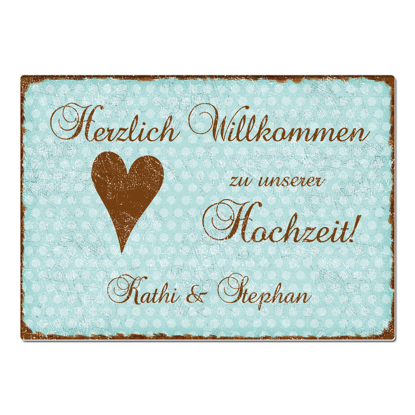 Shabbyschild Hochzeit mit Namen A3 trkis