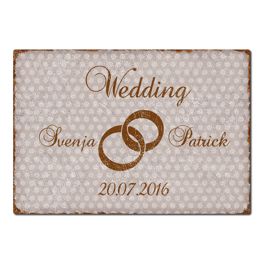 Hochzeitsdeko Schild mit Namen und Datum im A3-Format Farbe taupe S6449
