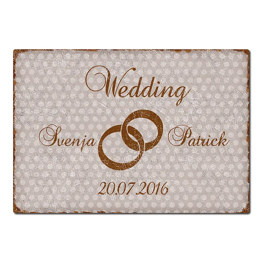 Hochzeitsdeko Schild mit Namen und Datum im A3-Format Farbe: taupe