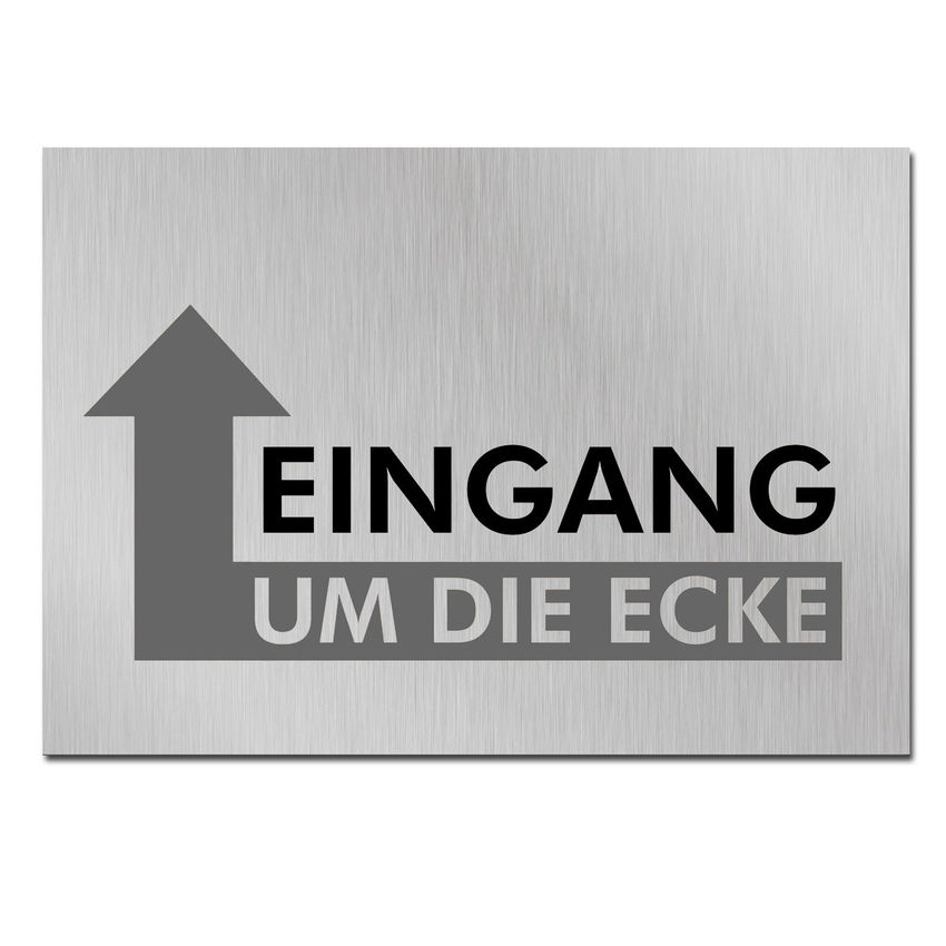 Hinweisschild Eingang um die Ecke mit Pfeil - A4