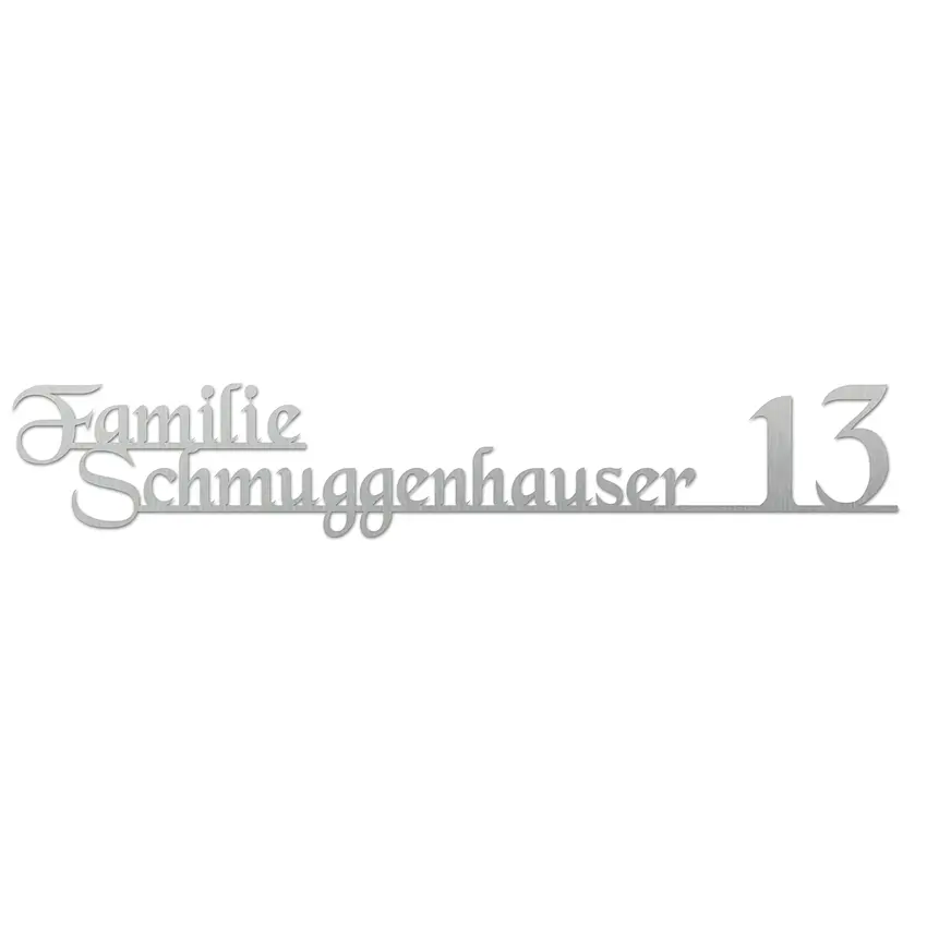 Edelstahlhausnummer - Design Family - bis 21 Buchstaben