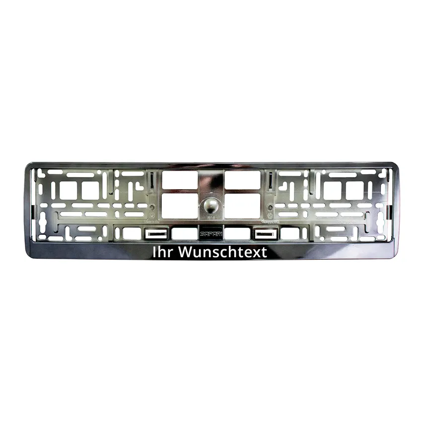 Kennzeichenhalter mit Wunschtext anthrazit chrom - 1 Stück