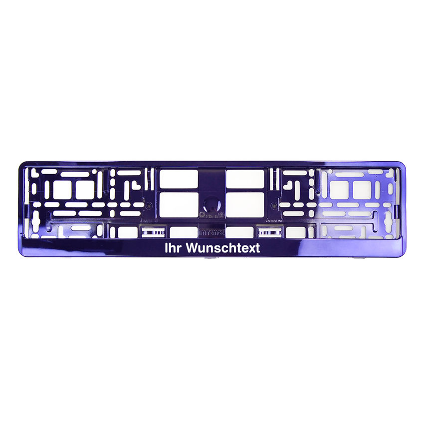 Kennzeichenhalter mit Wunschtext lila chrom 1 Stck