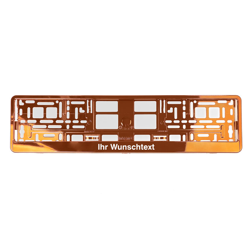 Kennzeichenhalter mit Wunschtext orange chrom 1 Stck