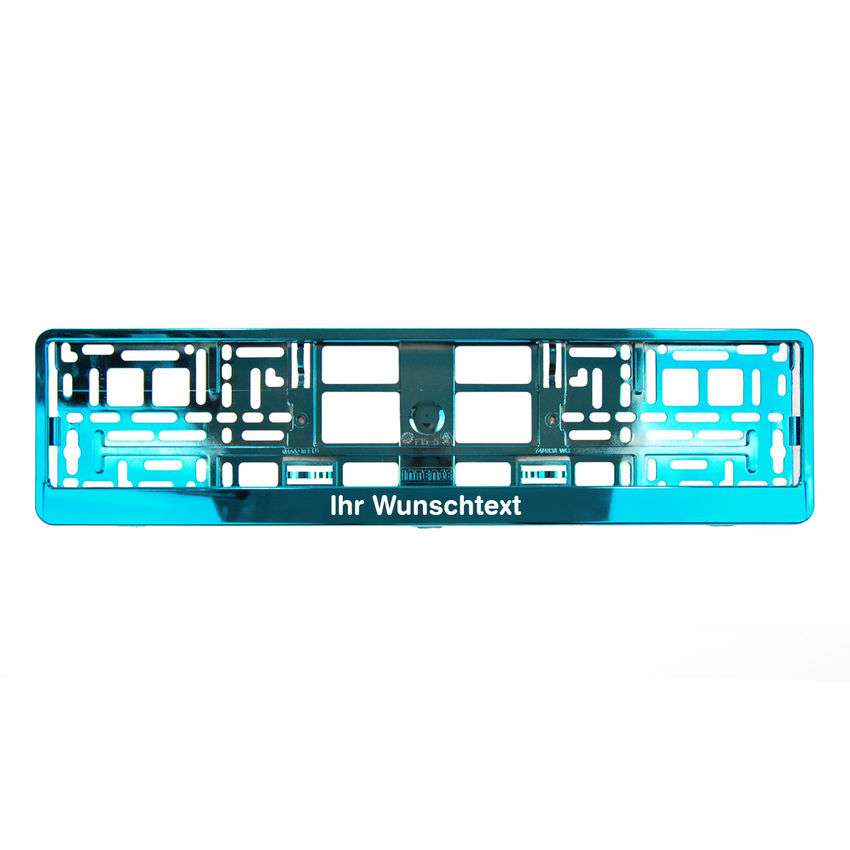 Kennzeichenhalter mit Wunschtext trkis chrom 1 Stck