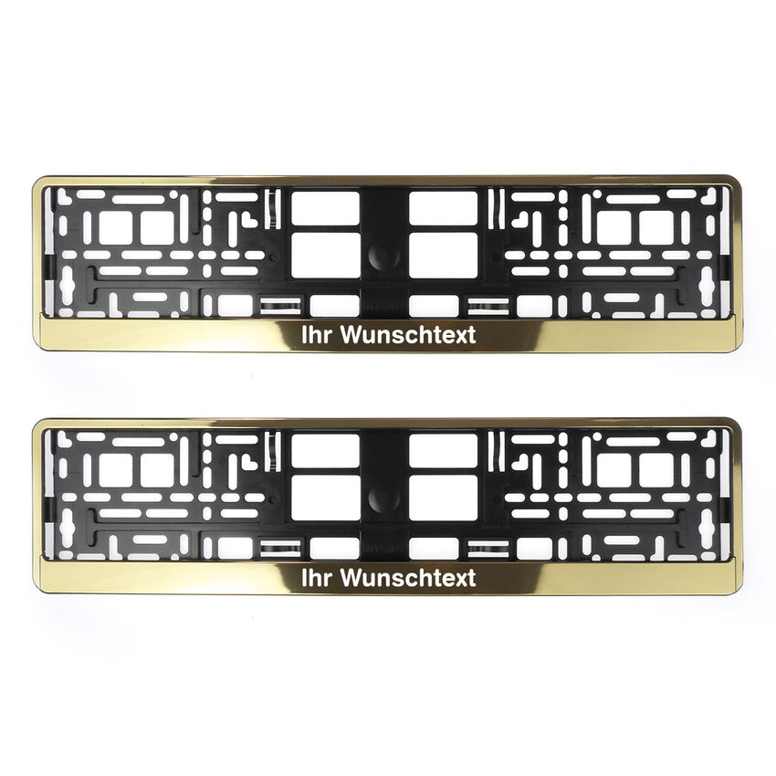 Kennzeichenhalter Butlerfinish Gold mit Wunschtext 2 Stck