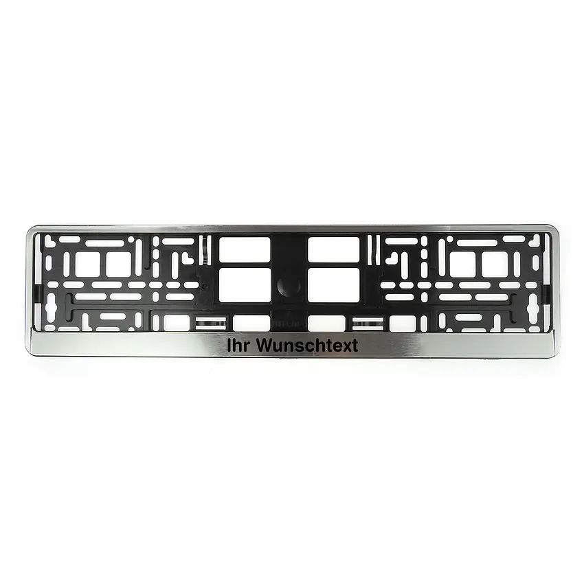 Kennzeichenhalter Butlerfinish Silber mit Wunschtext - pro Stück