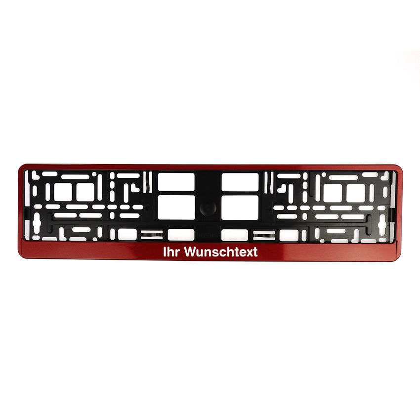 Nummernschildrahmen rubinrot mit Wunschtext 1 Stck