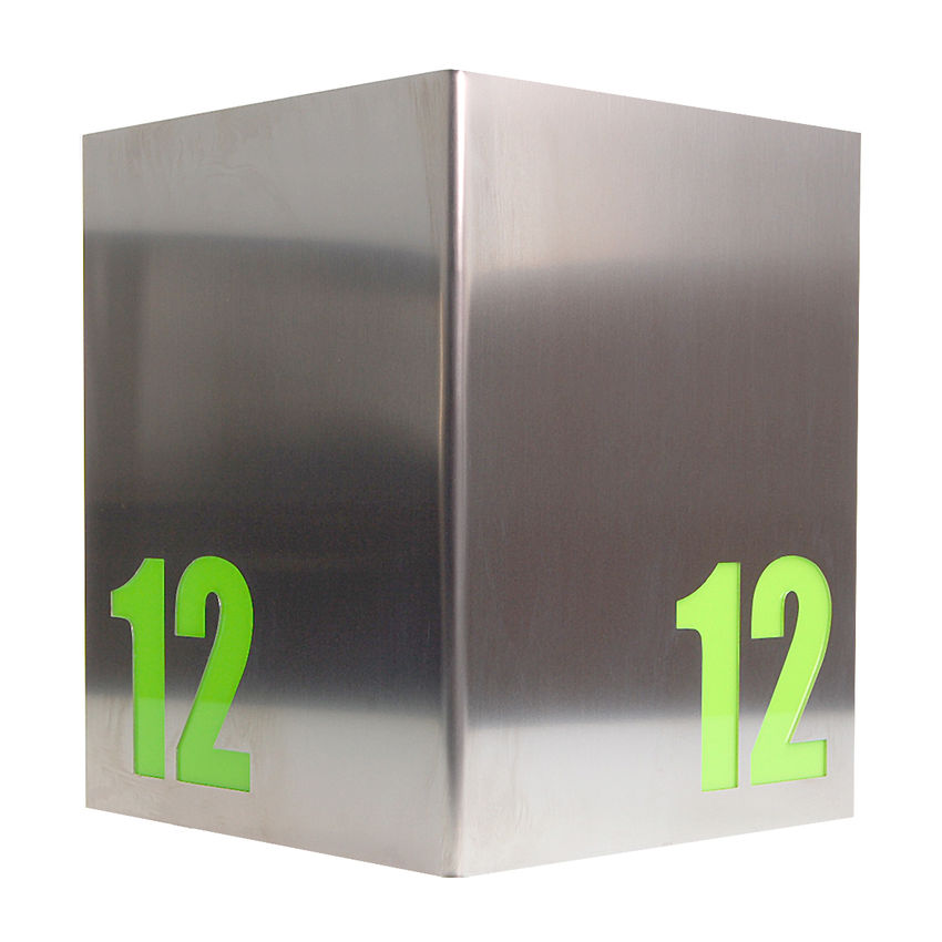 elegante Eckhausnummer aus Edelstahl 400 x 250mm