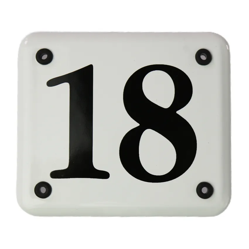 Kleine emaillierte Hausnummer 12 x 10,5 cm | weiß/schwarz
