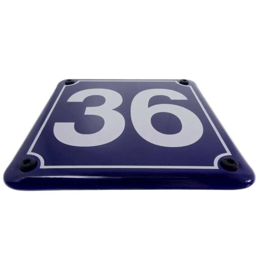 Kleine emaillierte Hausnummer 12 x10,5 cm | blau/weiß