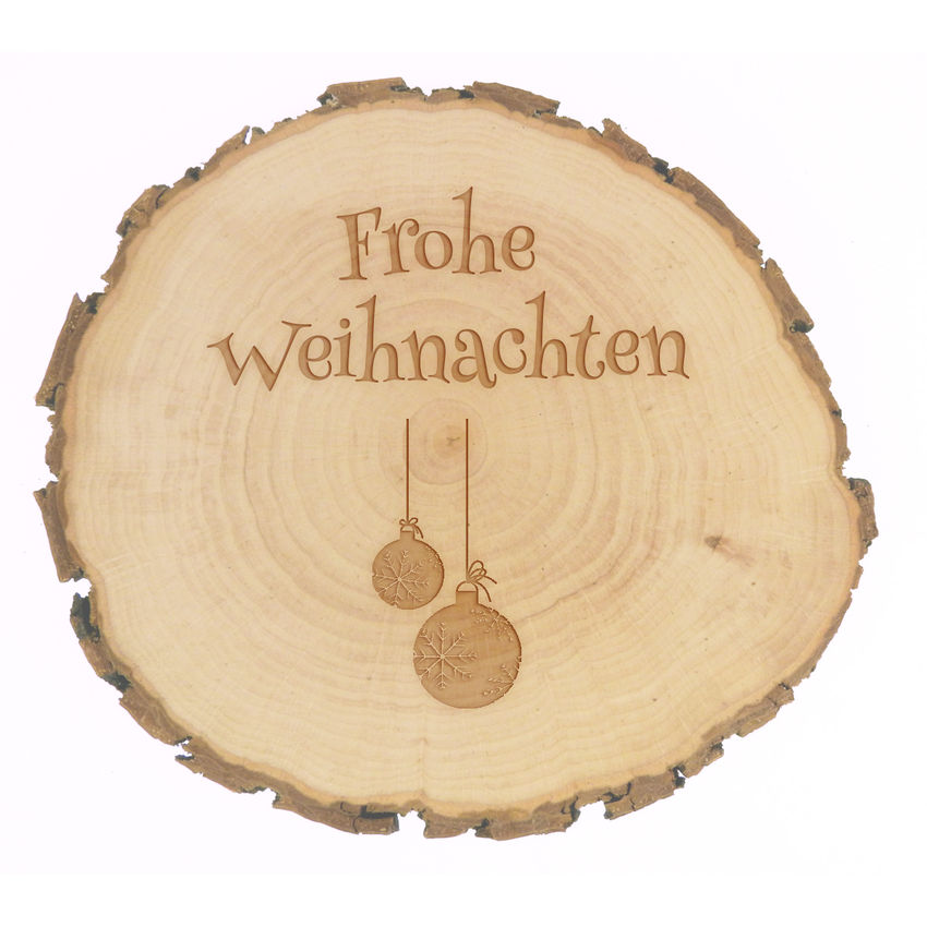 weihnachtliches Holzschild mit Text und Symbol