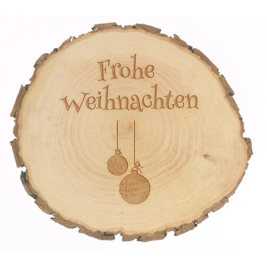 Weihnachtliches Holzschild mit Text und Symbol