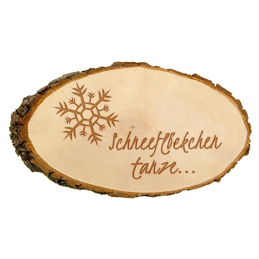 Holzschild für Winterdeko 42 x 17cm Querformat - Wunschtext und Symbol