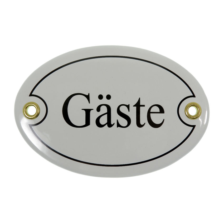 Emailletrschild Gre: 10,5 x 7,0 cm Gste