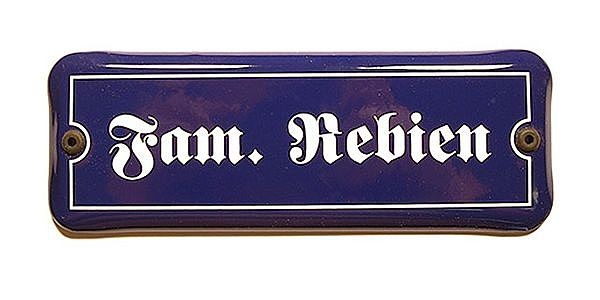 Emaille Trschild ein- oder zweizeilig mit Ihrem Wunschtext 21 x 7,5 cm blau/wei