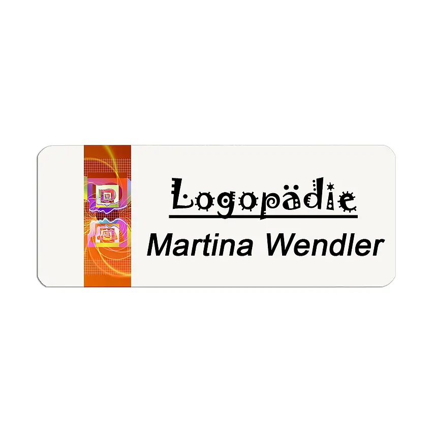 Magnetisches Namensschild zum Anstecken mit eigenem Logo selbst gestalten | Weiß