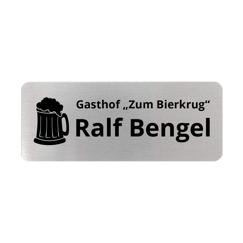 Magnetisches Namensschild zum Anstecken mit Text und Symbol - 65 x 25 mm