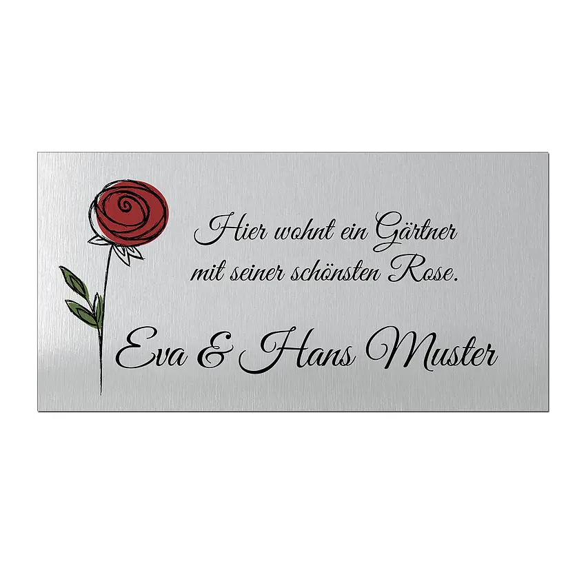 Aluminiumschild mit Wunschtext und Symbol | 20 x 10 cm