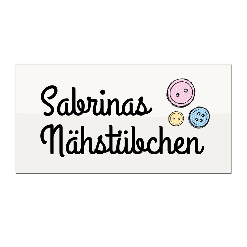 Geburtstagsschild mit Wunschtext und Symbol - Größe 300 x 150 mm - weiß/Farbauswahl