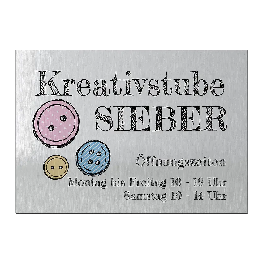 Aluminiumschild mit Wunschtext und Symbol | Format A4 (29,7 x 21 cm)
