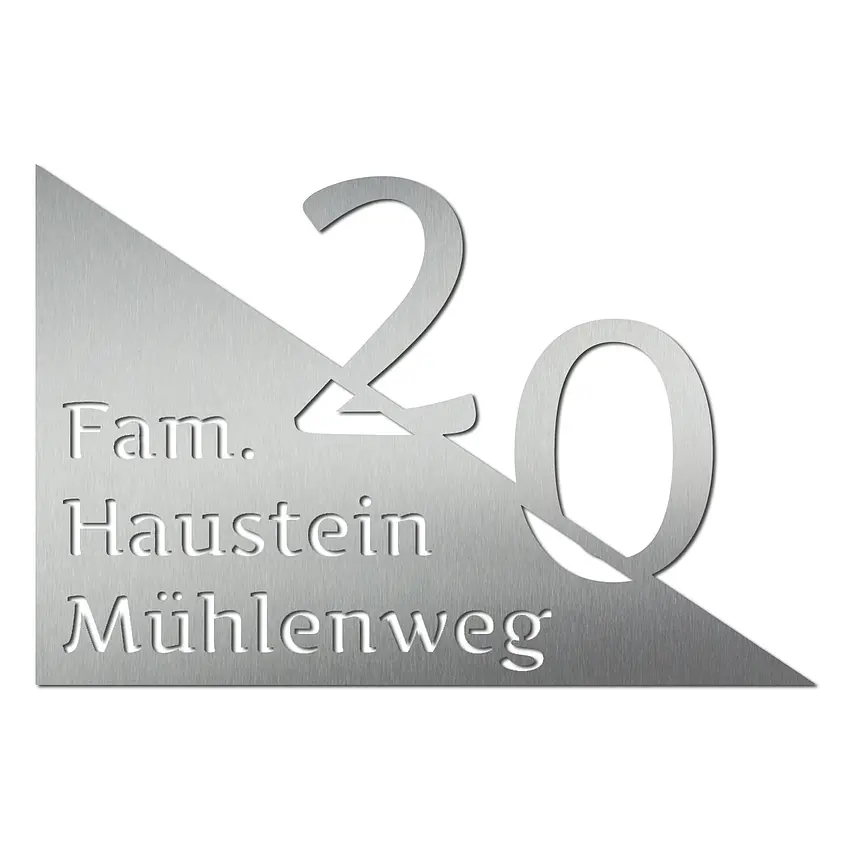 Hausnummer mit Name aus Edelstahl - Design Triangle