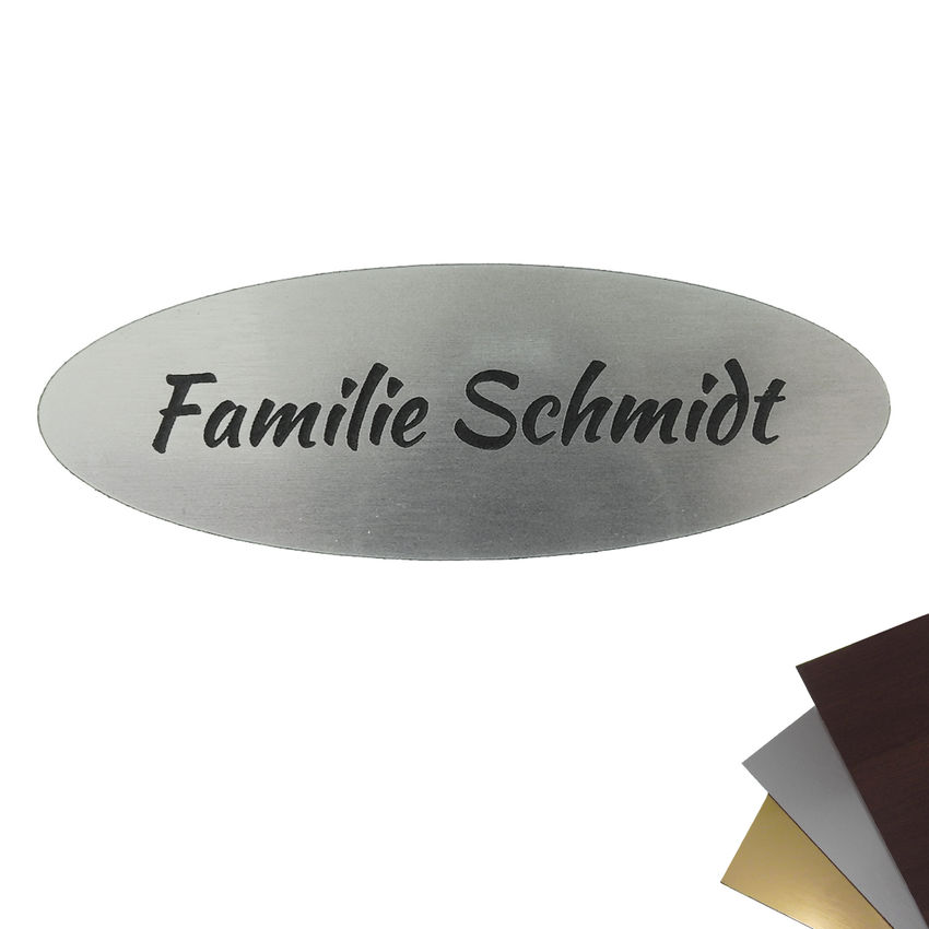 Trschild mit Ihrem Namen 100x35mm Oval
