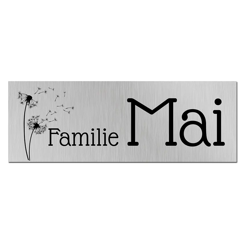 Kleines Namensschild mit Wunschtext und Symbol silbern | 10 x 3.5 cm