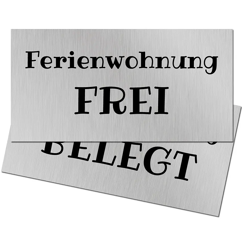 Hinweisschild Ferienwohnung frei/belegt - 2er Set - Größe 30 x 15 cm Aluminium gebürstet
