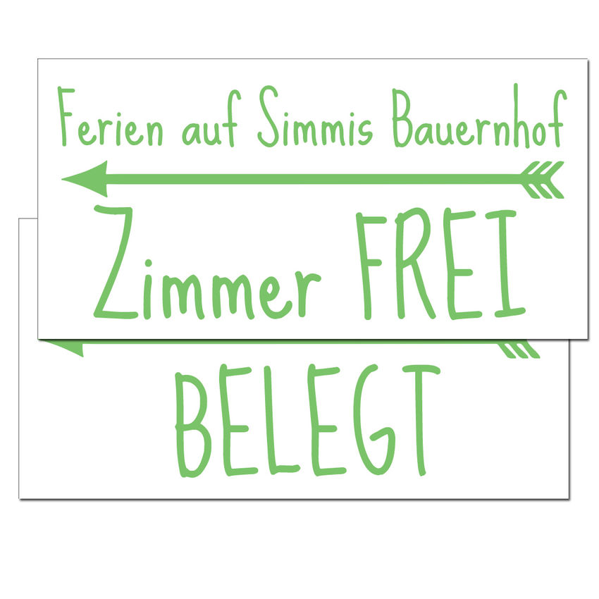 Hinweisschild Zimmer frei oder belegt - 2er Set - Gre 300 x 150 mm - wei