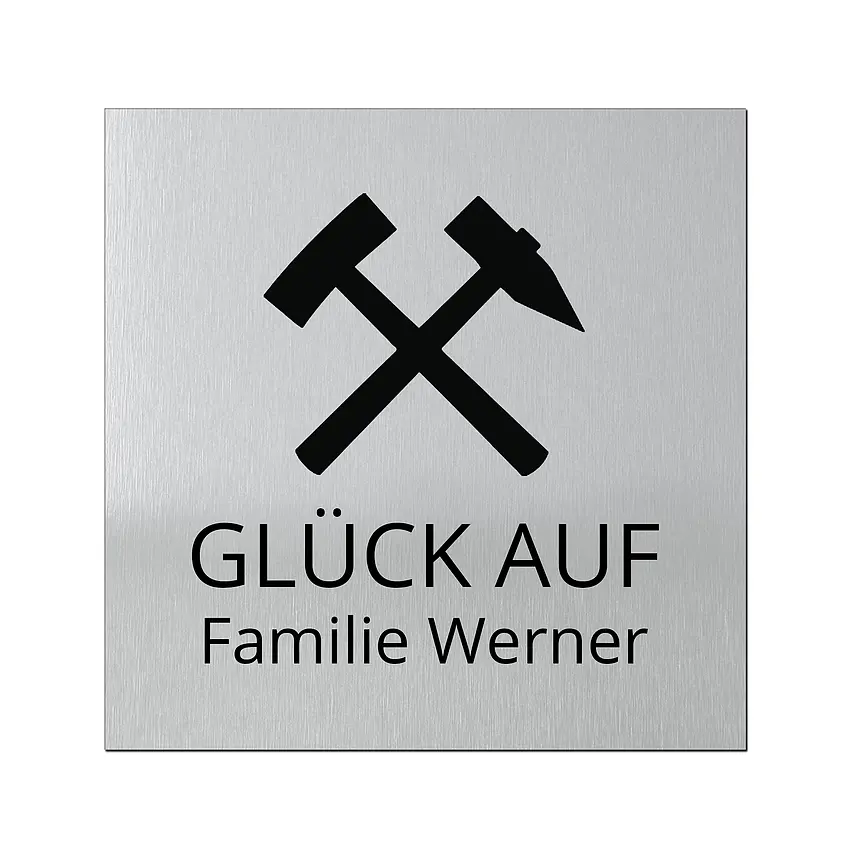 Türschild aus Aluminium silbern/schwarz | 15 x 15 cm