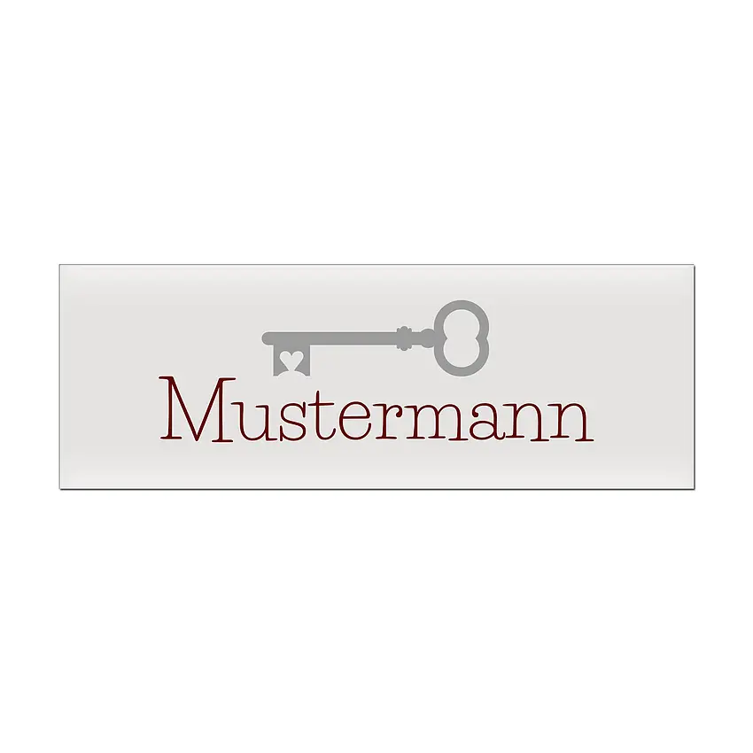 Namensschild aus Aluminium weiß mit Wunschtext und Symbol | 10 x 3.5 cm