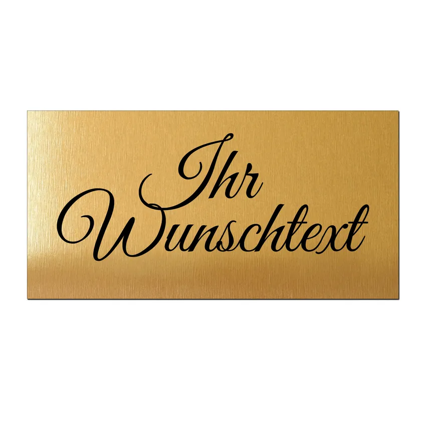 Goldenes Türschild mit Wunschtext und Symbol 20 x 10 cm