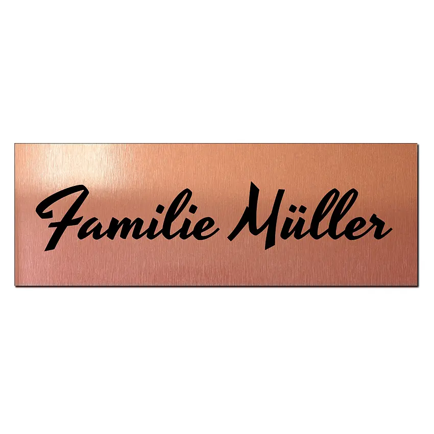 Kleines Namensschild mit Wunschtext und Symbol - - rosé/schwarz 10 x 3,5 cm