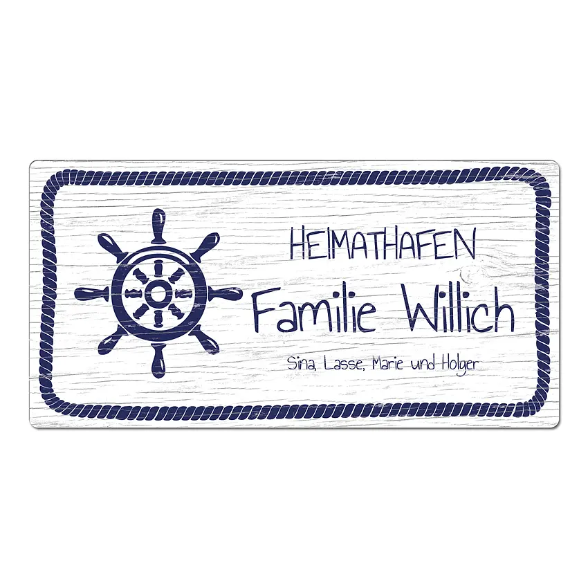 Maritimes Türschild weiß/navy 20 x 10 cm
