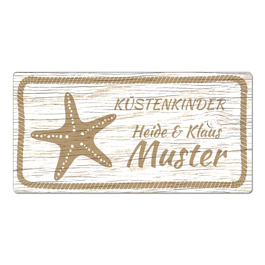 Maritimes Türschild weiß/beige 20 x 10 cm