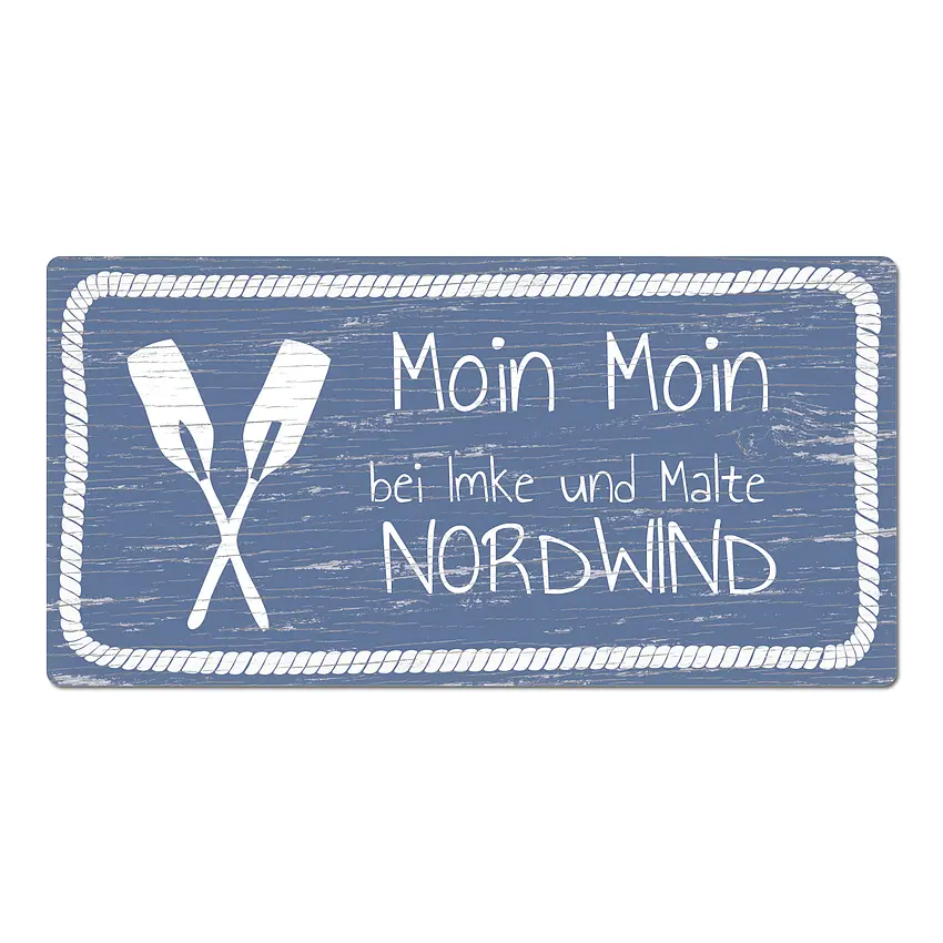 Maritimes Türschild graublau 20 x 10 cm