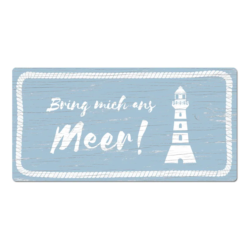 Maritimes Türschild "Bring mich ans Meer" hellblau 20 x 10 cm