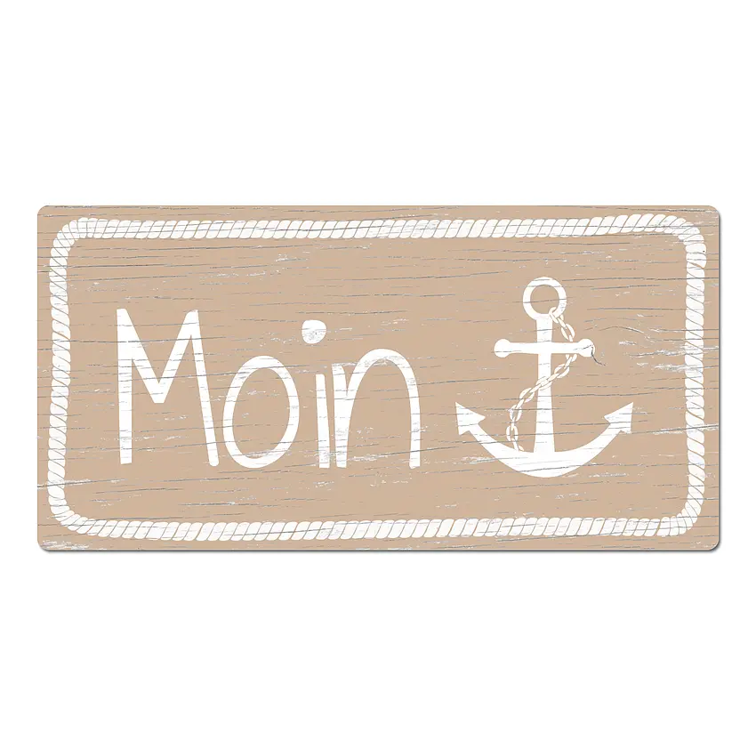 Schild Moin oder mit einem anderen Wunschtext cappuccino 20 x 10 cm