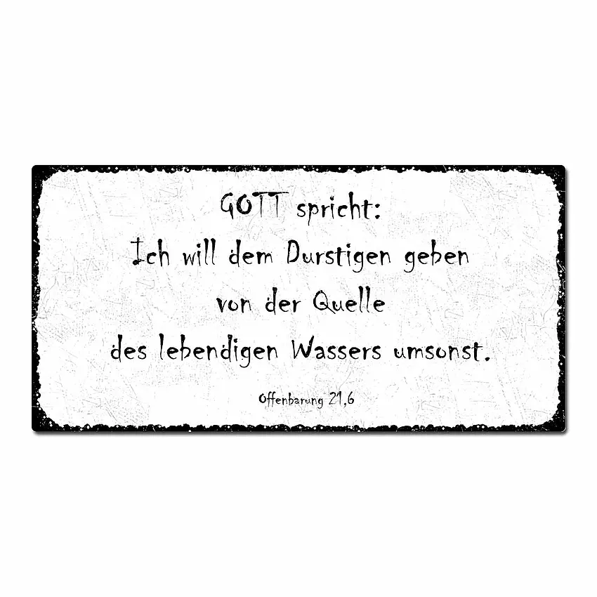 Blechschild im Vintage Design "Quelle des lebendigen Wassers" 20 x 10 cm