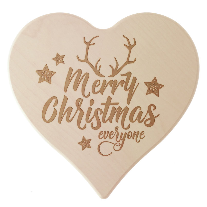 Herz aus Holz mit Gravur Merry Christmas 24cm