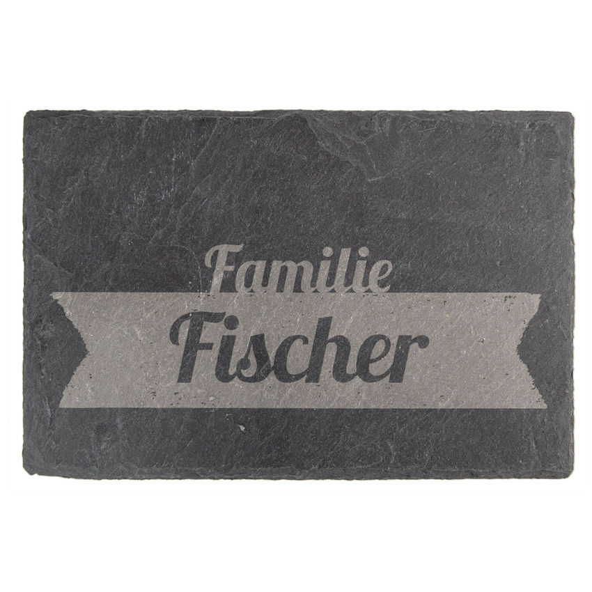 Tr- & Namensschild aus Schiefer 15 x 10 cm - Design Banner