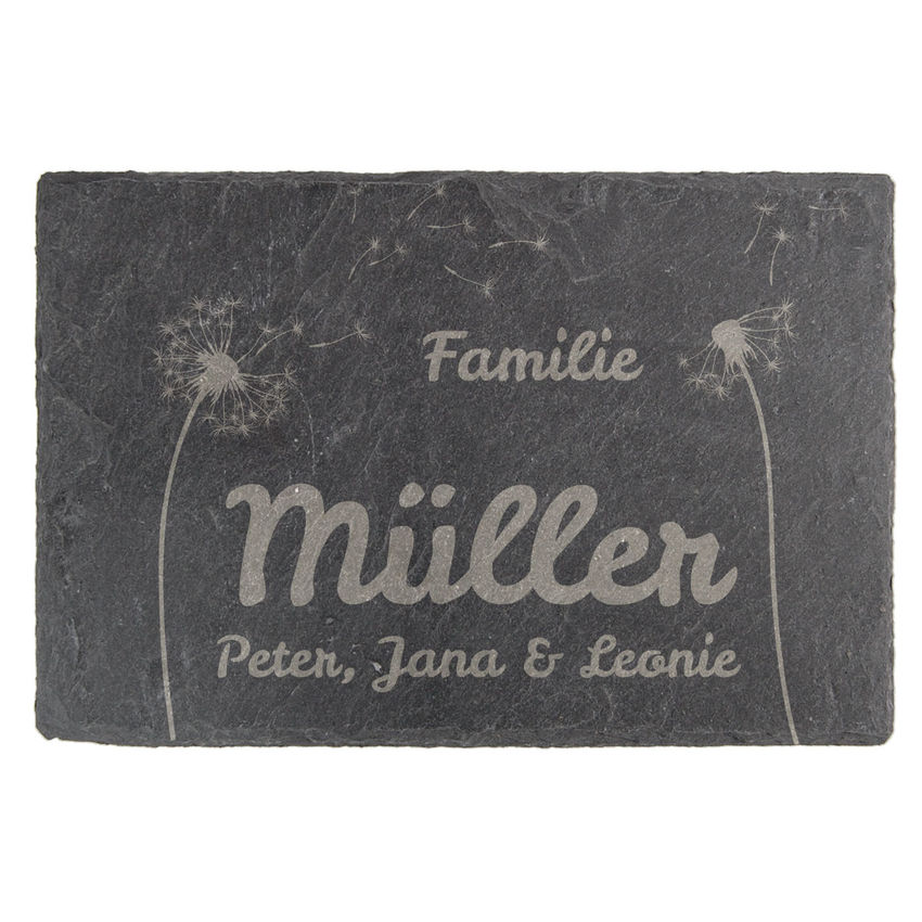 Tr- & Namensschild aus Schiefer 15 x 10 cm - Design Pusteblume