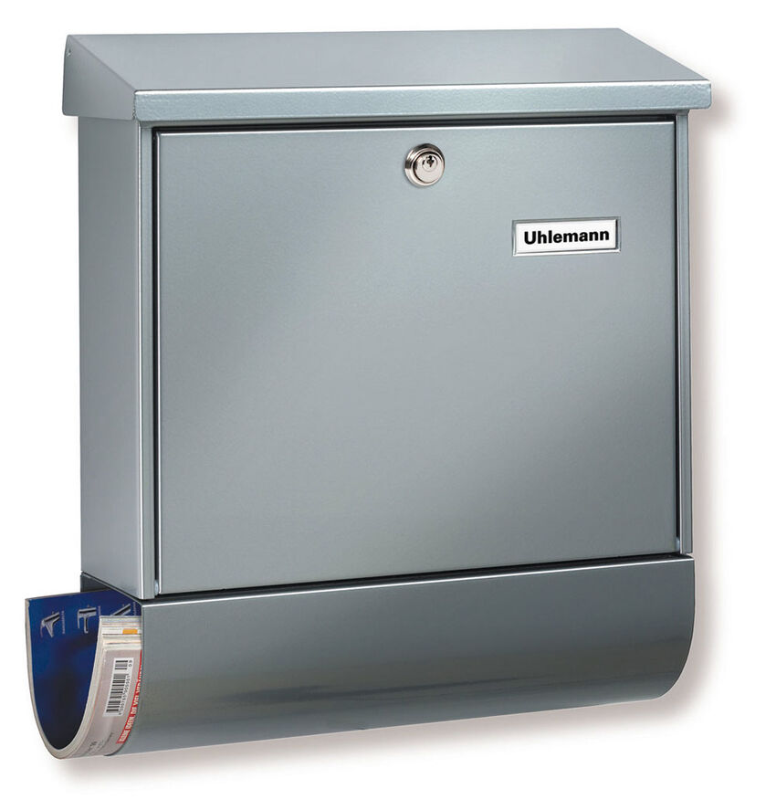 Briefkasten mit Zeitungsrolle von Burg Wchter in silber 86720 S